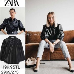 ZARA Faux Leather Shirt